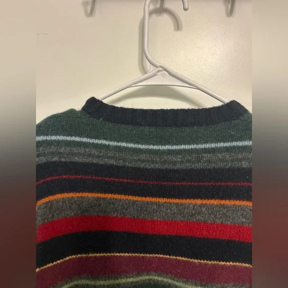 Vintage JCrew 100% Lambs Wool Stripped Crewneck Sweater - Picture 7 of 8